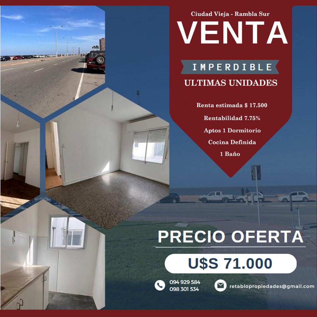 VENTA APARTAMENTO UN DORMITORIO, CIUDAD VIEJA ID: 22-12670-1015